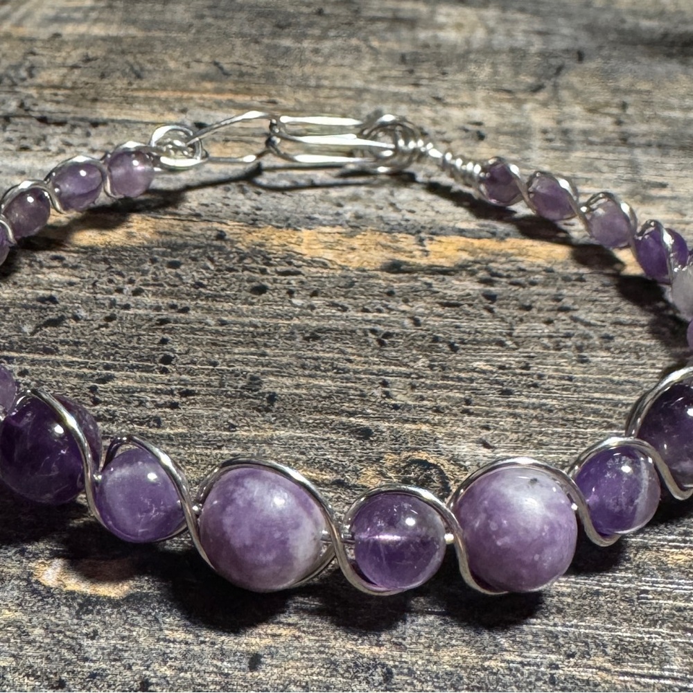 Genuine Amethyst Beaded Goddess Bracelet
